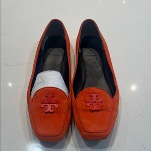 Tory Burch Vibrant Orange Suede Flats